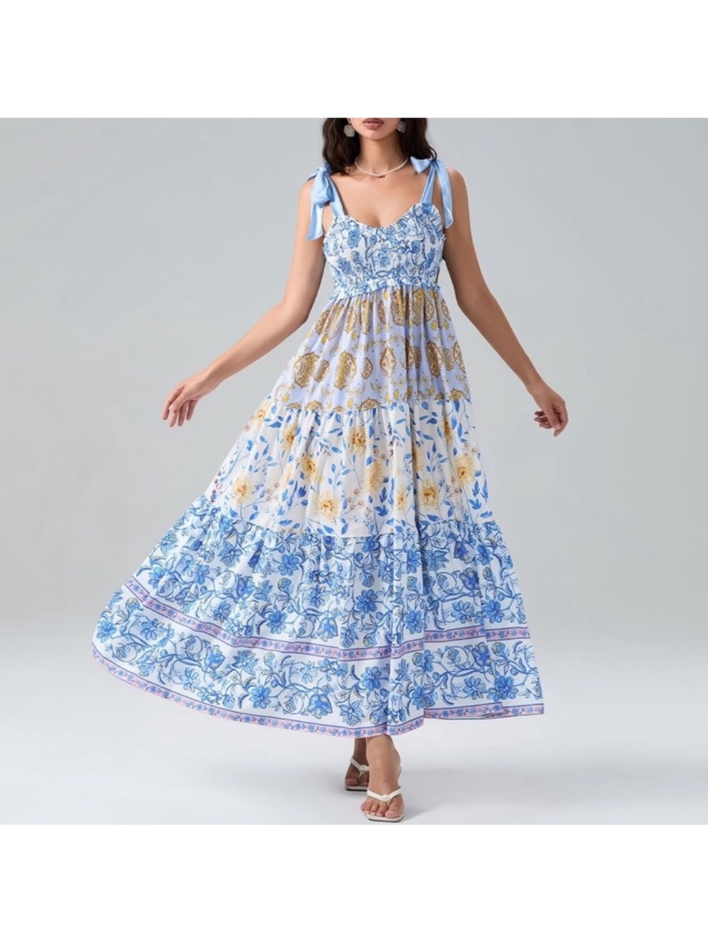NWT Tulip Creations Floral Tiered Maxi Dress